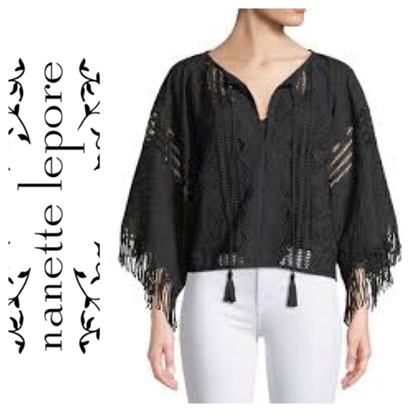 Nanette Lepore Tops - New Nanette Lepore Bahama Mama Top w Fringe Trim